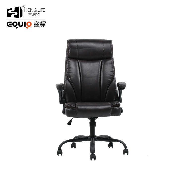 Black EQ5039 Double Cushion High Back Leather Chair
