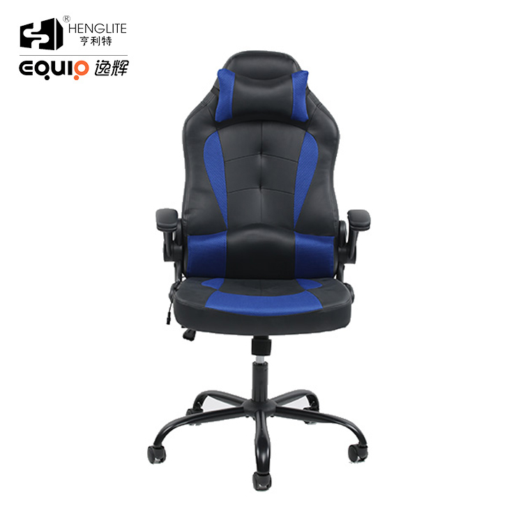 Blue Black EQ5016 PU Leather Gaming Chair With Headrest
